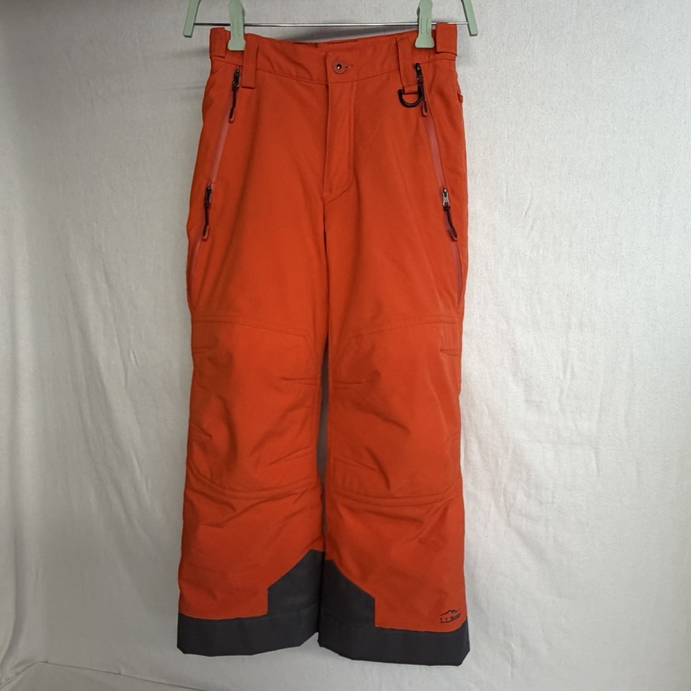 L.L.Bean TEK Unisex Kids Youth Insulated Snow Ski Pants Orange/Gray Size 8